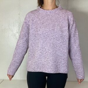 Light Magenta Fuzzy Knit Crewneck Sweater